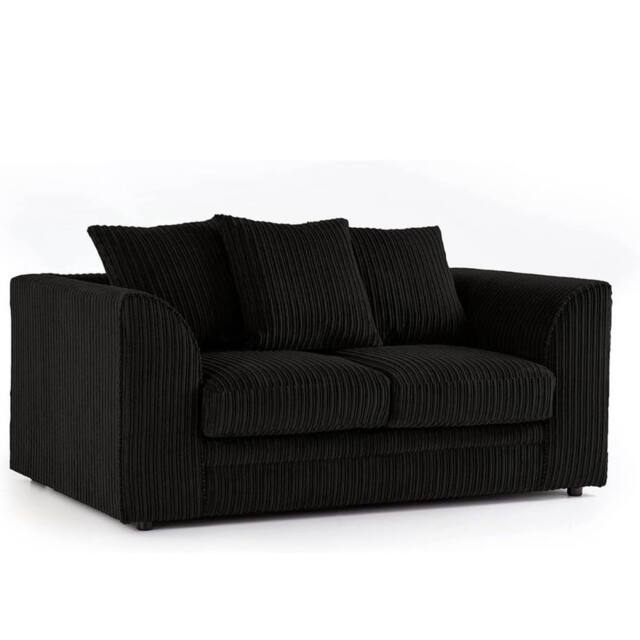 Bliss Furniture Jumbo Cord Scatter Back 2-Seater Sofa in Black, Cozy & Compact in Black - Size: 2 Person - image 1