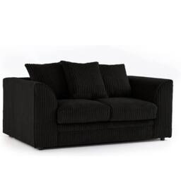 Bliss Furniture Jumbo Cord Scatter Back 2-Seater Sofa in Black, Cozy & Compact in Black - Size: 2 Person - thumbnail 1
