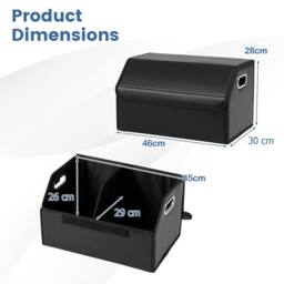VOGREX 46x30x28cm Foldable Leather Car Trunk Storage Organizer Box in Black - Size: 46 x 30 x 28 cm - thumbnail 2