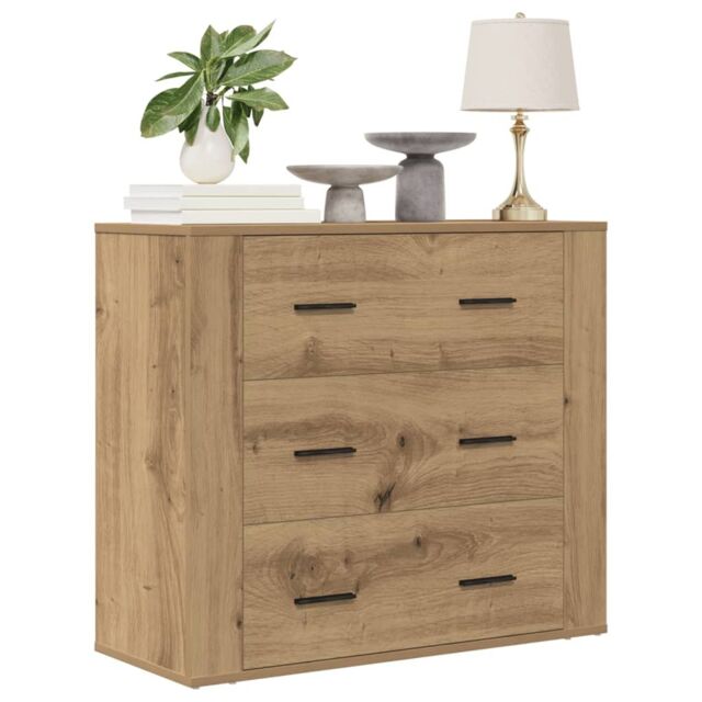 Berkfield Home Sideboard Artisan Oak 80x33x70 cm Engineered Wood in Brown - Size: 80 x 33 x 70 cm - image 1