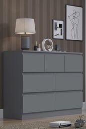 FWStyle 7 Drawer Chest Of Drawers Dark Matt Grey Scratch Resistant Coating in Dark Grey - thumbnail 1