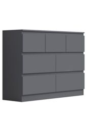 FWStyle 7 Drawer Chest Of Drawers Dark Matt Grey Scratch Resistant Coating in Dark Grey - thumbnail 3