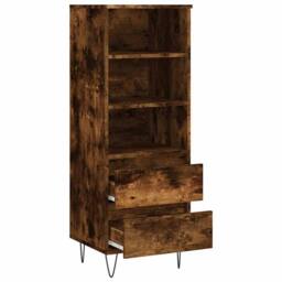 Berkfield Home Highboard Smoked Oak 40x36x110 cm Engineered Wood in Brown - Size: 40 x 36 x 110 cm - thumbnail 6