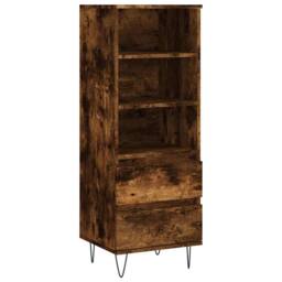Berkfield Home Highboard Smoked Oak 40x36x110 cm Engineered Wood in Brown - Size: 40 x 36 x 110 cm - thumbnail 3