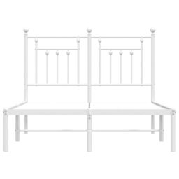 Berkfield Home Metal Bed Frame with Headboard White 120x200 cm - Size: Small Double - thumbnail 6