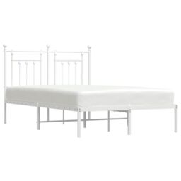 Berkfield Home Metal Bed Frame with Headboard White 120x200 cm - Size: Small Double - thumbnail 4