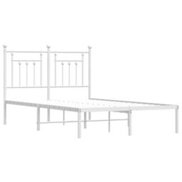 Berkfield Home Metal Bed Frame with Headboard White 120x200 cm - Size: Small Double - thumbnail 5