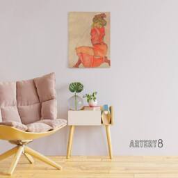 "Artery8 Egon Schiele Kneeling Female In Dress Canvas Wall Art Print - Size: W18"" x H24""" - thumbnail 3