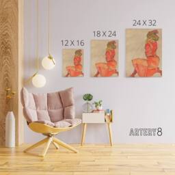 "Artery8 Egon Schiele Kneeling Female In Dress Canvas Wall Art Print - Size: W18"" x H24""" - thumbnail 4