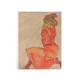 "Artery8 Egon Schiele Kneeling Female In Dress Canvas Wall Art Print - Size: W18"" x H24""" - thumbnail 1