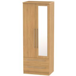 Ready Assembled 2 U Carlton Tall 2 Door 2drw Mirrored Wardrobe (Ready Assembled) in Natural - thumbnail 2
