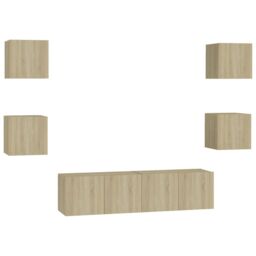 Berkfield Home 6 Piece TV Cabinet Set Sonoma Oak Engineered Wood in Brown - thumbnail 2