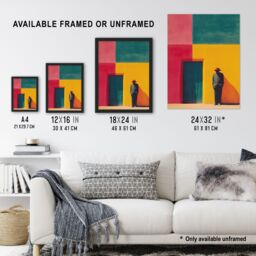 "Artery8 Wall Art Print Man by Colourful Mexican Architecture Door Art Framed Poster in Black - Size: W12"" x H16""" - thumbnail 3