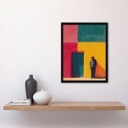 "Artery8 Wall Art Print Man by Colourful Mexican Architecture Door Art Framed Poster in Black - Size: W12"" x H16""" - thumbnail 4