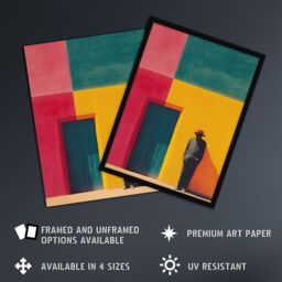 "Artery8 Wall Art Print Man by Colourful Mexican Architecture Door Art Framed Poster in Black - Size: W12"" x H16""" - thumbnail 2