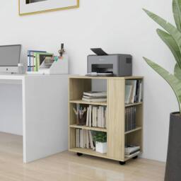 Berkfield Home Rolling Cabinet Sonoma Oak 60x35x75 cm Engineered Wood in Light Oak - Size: 60 x 35 x 75 cm - thumbnail 2