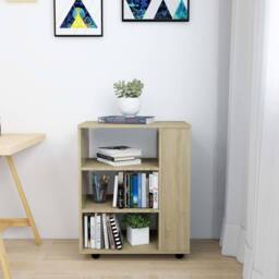 Berkfield Home Rolling Cabinet Sonoma Oak 60x35x75 cm Engineered Wood in Light Oak - Size: 60 x 35 x 75 cm - thumbnail 3