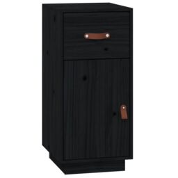 Berkfield Home Sideboard Black 34x40x75 cm Solid Wood Pine - Size: 34 x 40 x 75 cm - thumbnail 2