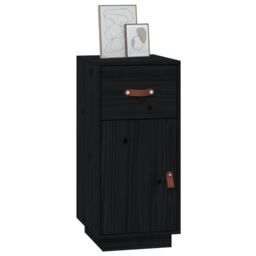 Berkfield Home Sideboard Black 34x40x75 cm Solid Wood Pine - Size: 34 x 40 x 75 cm - thumbnail 4