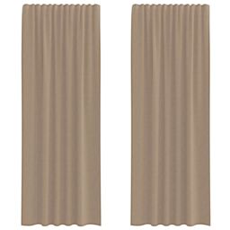 Berkfield Home Voile Curtains with Rod Pockets 2 pcs Light Brown - thumbnail 2