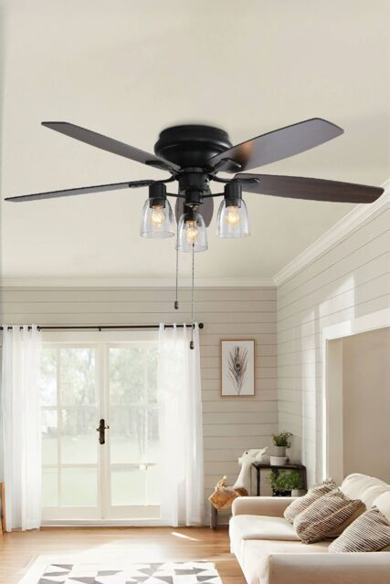 Living and Home 52-inch Low Profile Ceiling Fan Light with Remote in Dark Brown - image 1