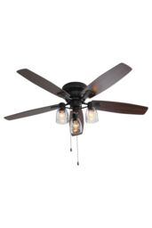Living and Home 52-inch Low Profile Ceiling Fan Light with Remote in Dark Brown - thumbnail 5