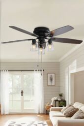 Living and Home 52-inch Low Profile Ceiling Fan Light with Remote in Dark Brown - thumbnail 1