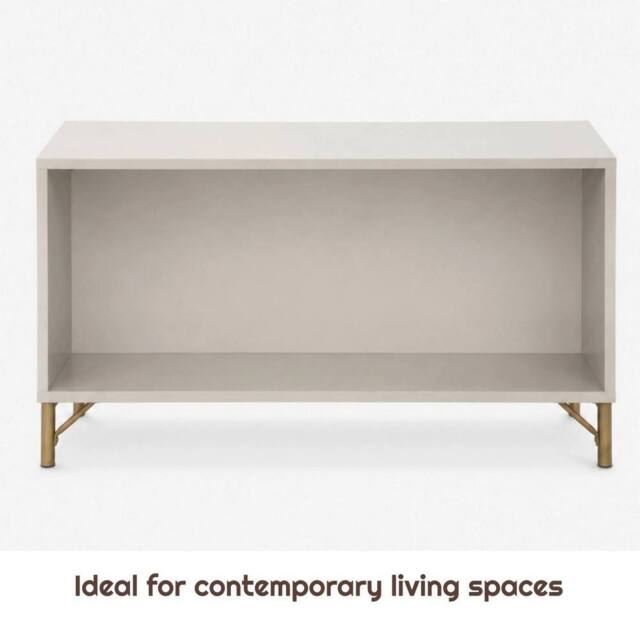 FORGEVIO Modern 1 Door Storage Coffee Table Gold Legs Living Room in Cream - image 1