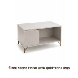 FORGEVIO Modern 1 Door Storage Coffee Table Gold Legs Living Room in Cream - thumbnail 4