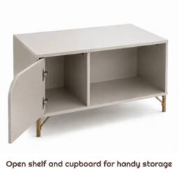 FORGEVIO Modern 1 Door Storage Coffee Table Gold Legs Living Room in Cream - thumbnail 3