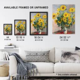 "Artery8 Bouquet of Sunflowers Claude Monet Vintage Wall Art Print Poster - Size: W12"" x H16""" - thumbnail 3