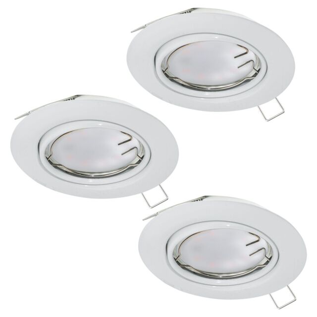 Loops 3 PACK Flush Ceiling Downlight White Steel 3 x 5W GU10 Adjustable Bulb - image 1