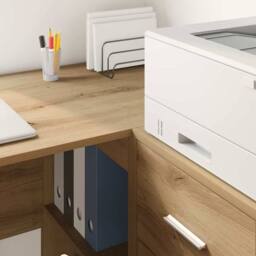 Berkfield Home Durable Writing Desk Artisan oak Chipboard Medium Sleek Writing Desk in Brown - thumbnail 4