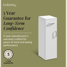 Balterley Slimline Floor Standing Bathroom Cupboard Gloss White 250mm - thumbnail 6