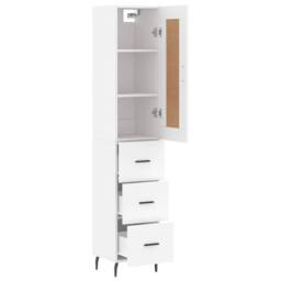 Berkfield Home Highboard White 34.5x34x180 cm Engineered Wood - thumbnail 4