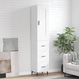 Berkfield Home Highboard White 34.5x34x180 cm Engineered Wood - thumbnail 2