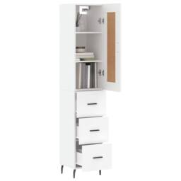 Berkfield Home Highboard White 34.5x34x180 cm Engineered Wood - thumbnail 3