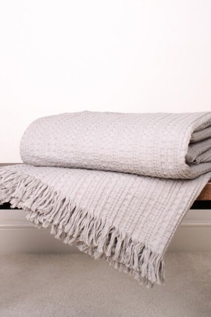 Appletree 'Elbury Waffle' 100% cotton Waffle Textured Bedspread in Silver - image 1