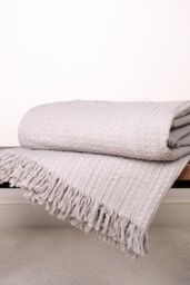 Appletree 'Elbury Waffle' 100% cotton Waffle Textured Bedspread in Silver - thumbnail 1