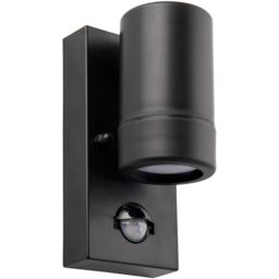 Loops Outdoor IP44 Wall Downlight with PIR Sensor - 7W LED GU10 - Matt Black Polymer - thumbnail 1