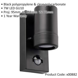 Loops Outdoor IP44 Wall Downlight with PIR Sensor - 7W LED GU10 - Matt Black Polymer - thumbnail 2