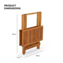 VonHaus Hudson Adirondack Acacia Hardwood Folding Garden Side Table in Natural - thumbnail 7
