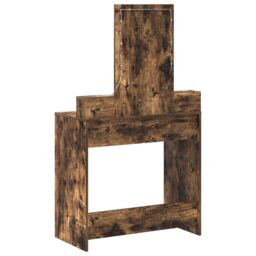 Berkfield Home Makeup Table with LED Lights in Smoked Oak - 79x41x140 cm in Brown - Size: 79 x 41 x 140 cm - thumbnail 7