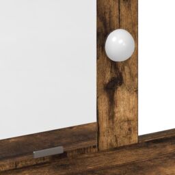 Berkfield Home Makeup Table with LED Lights in Smoked Oak - 79x41x140 cm in Brown - Size: 79 x 41 x 140 cm - thumbnail 9