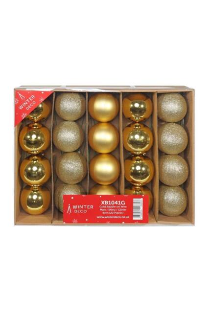 KDMD Gold Bauble on Wire - Matt Shiny Glitter 20 Pack - image 1