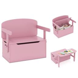 Costway Kids Convertible Activity Bench Table 3-in-1 Desk & Chair Set in Pink - thumbnail 1