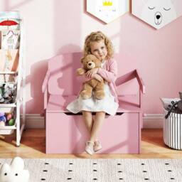 Costway Kids Convertible Activity Bench Table 3-in-1 Desk & Chair Set in Pink - thumbnail 4