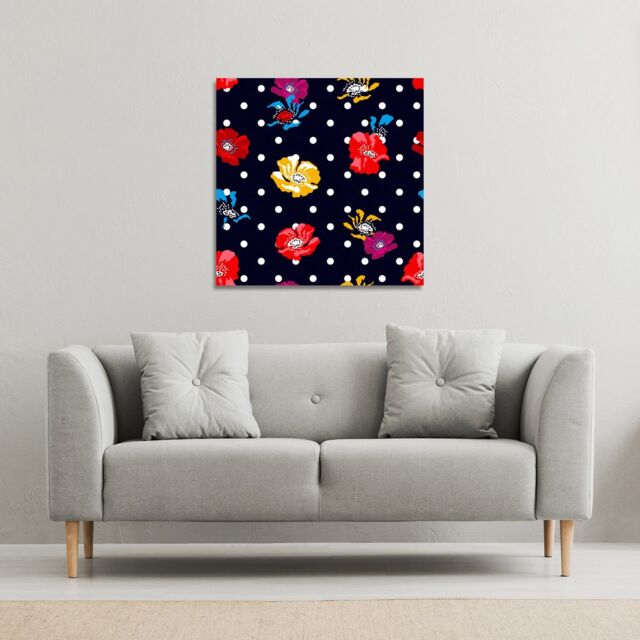 Benjamin Tate Design Flowers & Spots (Canvas Print) / 127 x 127 x 4cm in Natural - Size: 127 x 127 x 4 cm - image 1
