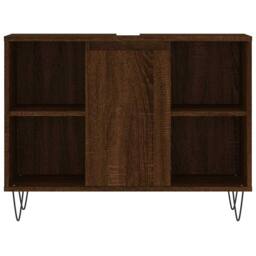 Berkfield Home Durable Bathroom Cabinet Brown Oak 80x33x60 cm Engineered Wood - Size: 80 x 33 x 60 cm - thumbnail 5
