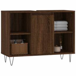 Berkfield Home Durable Bathroom Cabinet Brown Oak 80x33x60 cm Engineered Wood - Size: 80 x 33 x 60 cm - thumbnail 1